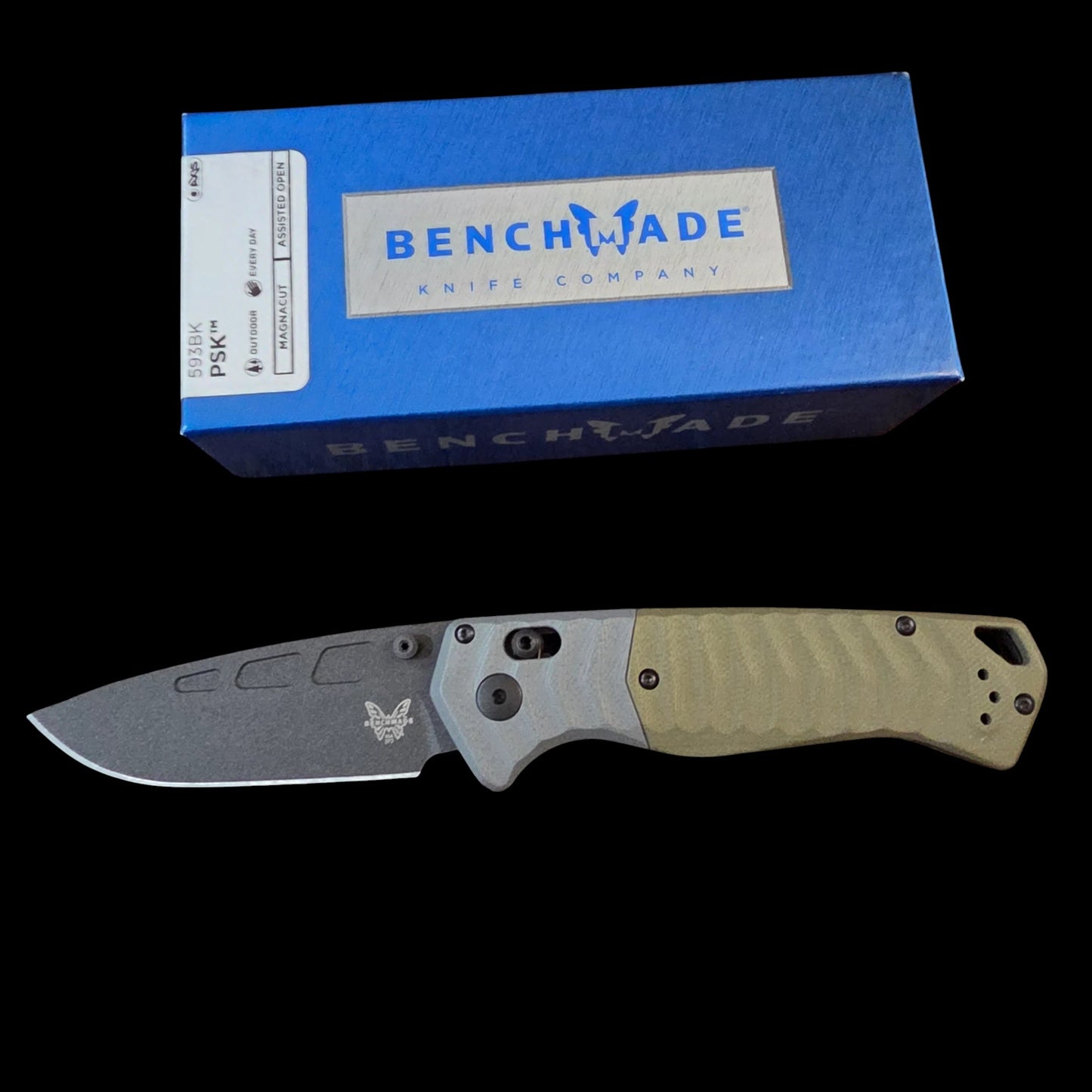 Benchmade PSK - Gray/OD Green G-10 (3.45" CPM-MagnaCut) 593BK