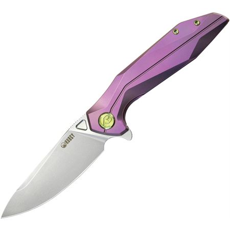 Kubey Nova Frame Lock Flipper Folding Knife Purple 6AL4V Titanium Handle 3.66" Bead Blasted 14C28N KB235D