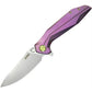 Kubey Nova Frame Lock Flipper Folding Knife Purple 6AL4V Titanium Handle 3.66" Bead Blasted 14C28N KB235D