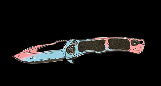 Heretic Knives Wraith V4 S/E Manual Knife Cel Shade Cotton Candy (3.6" CC) S/N 021