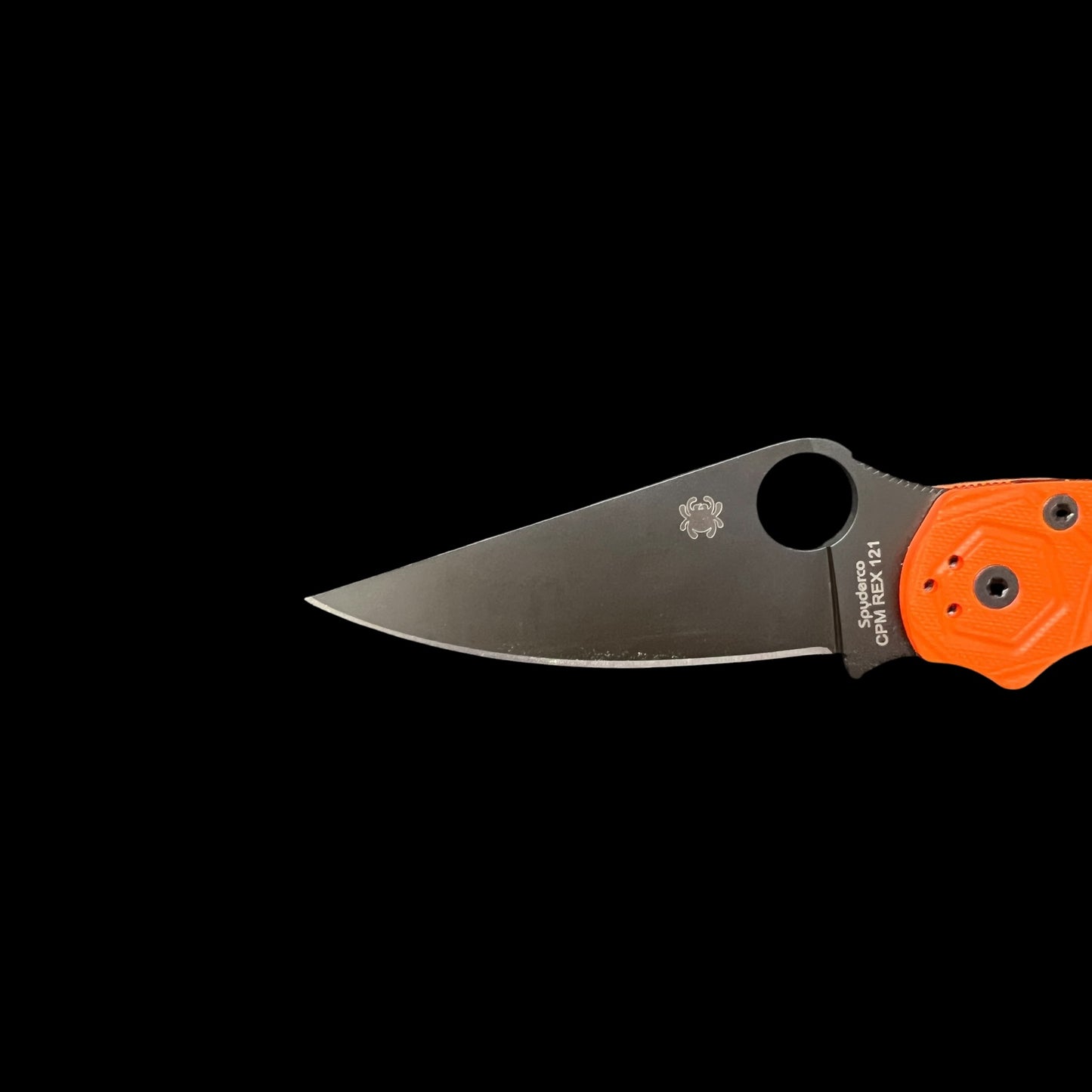 Spyderco Para Military 2 - 3.45" CPM-REX 121 Black ZrOC Blade Finish - HEX Pattern Orange G-10 Scales - CUTLERY SHOPPE EXCLUSIVE - C81GPORRX121BK2