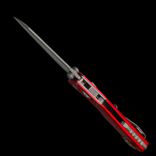 Microtech MSI Mini RAM-LOK Fluted Red Aluminum Handle Apocalyptic Standard 210M-10APFLRD