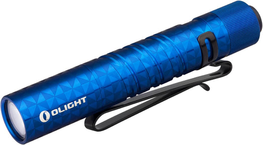 OLIGHT I3T EOS 180 Lumens Dual-Output Slim EDC Flashlight (Pinwheel Blue) for Camping and Hiking, Tail Switch Flashlight with AAA Battery