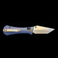 AUXMFG COFFIN CROSSBAR 2.7" EDC FOLDING KNIFE BLUE MICARTA with RED BACKSPACER