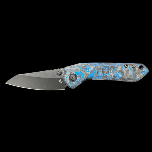 Millit Overland - Blue / Black Carbon Fiber - Black Collar & Backspacer - MagnaCut Black Cerakote Blade
