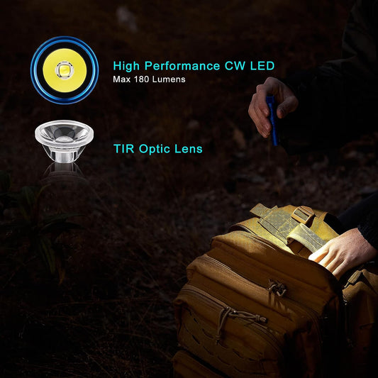 OLIGHT I3T EOS 180 Lumens Dual-Output Slim EDC Flashlight (Pinwheel Blue) for Camping and Hiking, Tail Switch Flashlight with AAA Battery