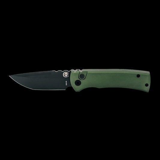 Chaves Knives Pro-Tech Redencion 229 -Green Aluminum Handles and Black DLC Tanto Blade