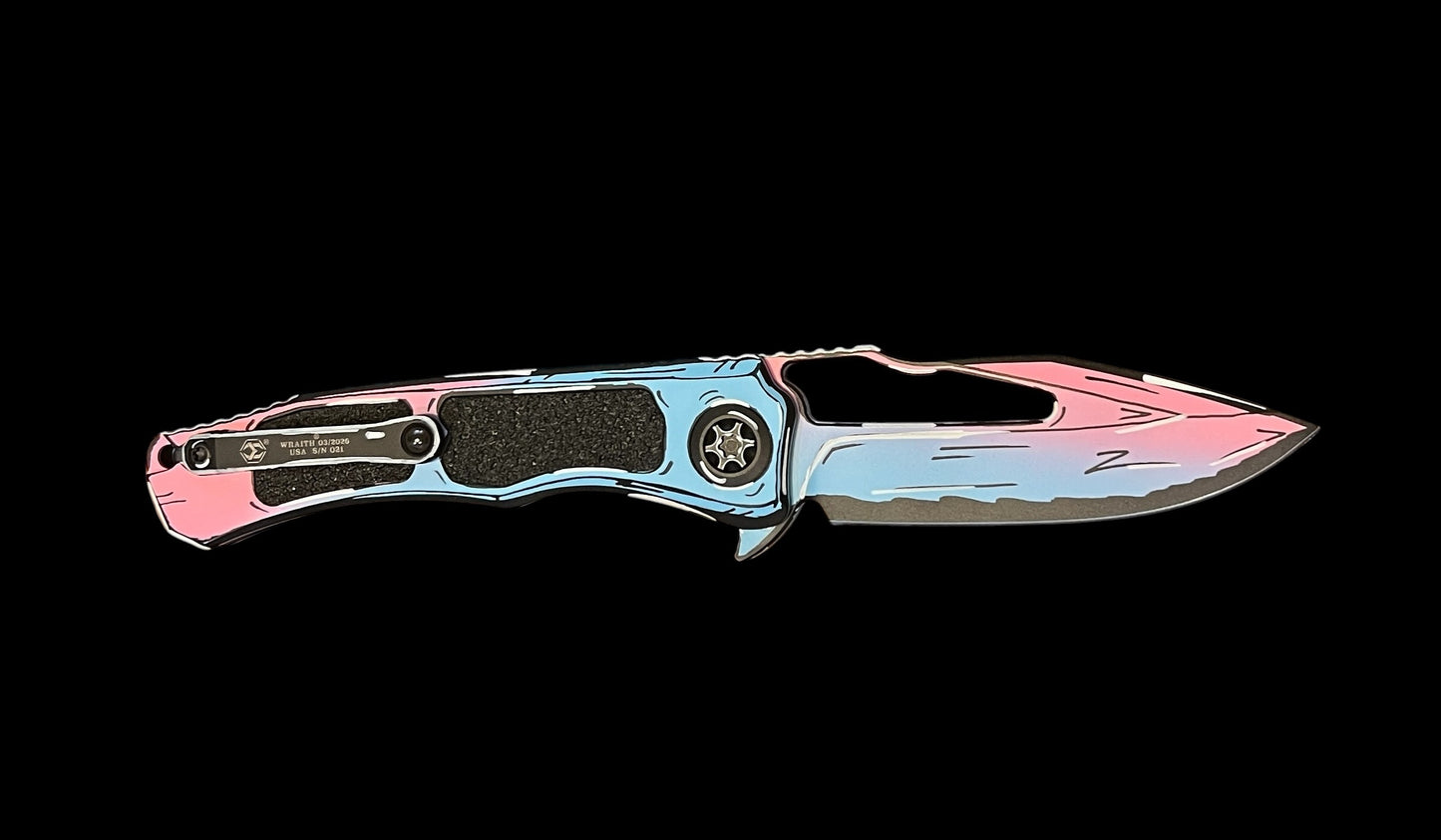 Heretic Knives Wraith V4 S/E Manual Knife Cel Shade Cotton Candy (3.6" CC) S/N 021