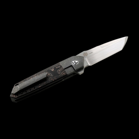 MECHFORCE PETER CAREY COLLAB, ROADSTER BOLSTER LOCK FLIPPER KNIFE, M390 - Copper Carbon Fiber