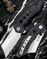 TRIVISA MENSAE-03BB FOLDING KNIFE BLUE/BLACK G10 HANDLE 154CM CLEAVER PLAIN EDGE SATIN FINISH