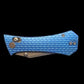 AUXMFG COFFIN CROSSBAR 2.7" EDC FOLDING KNIFE BLUE ANODIZED ALUMINUM  SCALES - SMOKE PVD BLADE