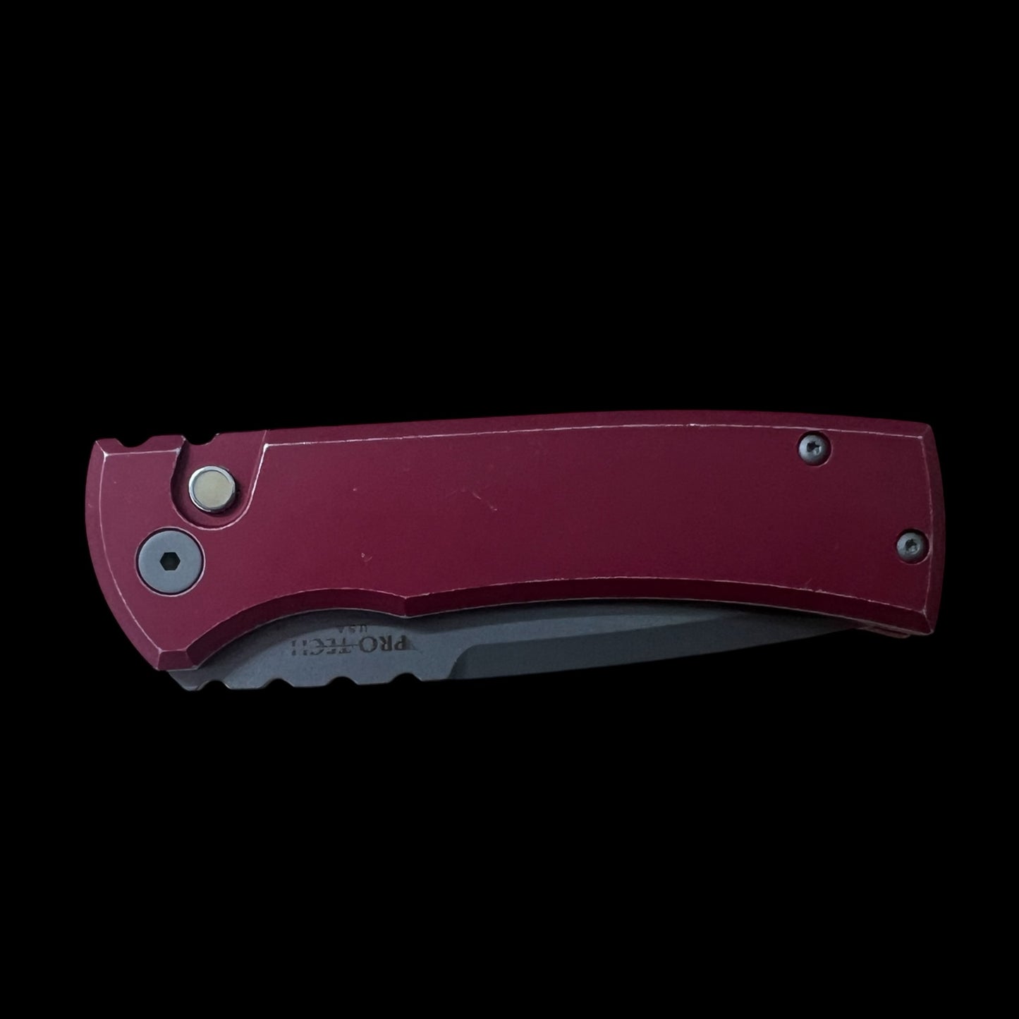 Chaves Knives Pro-Tech Redencion 229 -Battle Worn Red Aluminum Handles and Stonewashed Tanto Blade - Prototype