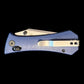 AUXMFG COFFIN CROSSBAR 2.7" EDC FOLDING KNIFE BLUE MICARTA with RED BACKSPACER