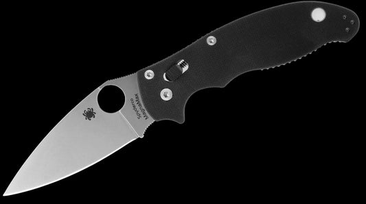 Spyderco Manix 2 Folding Knife 3.375" MagnaMax Satin Plain Blade, Black G10 Handles, Ball Bearing Lock - C101GP2