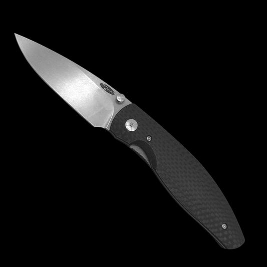 Three Rives Manufacturing TRM – Atom-MC-3D-CF – Atom Liner lock – Folding Knife – CPM MagnaCut Stonewash Drop Point – 3D Carbon Fiber – Black