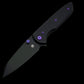 Chaves Knives Brad Blount The Arrestor 229 Black Knurled Aluminum Handles w/ Purple Ti Hardware & Black PVD 154CM - Blue Label