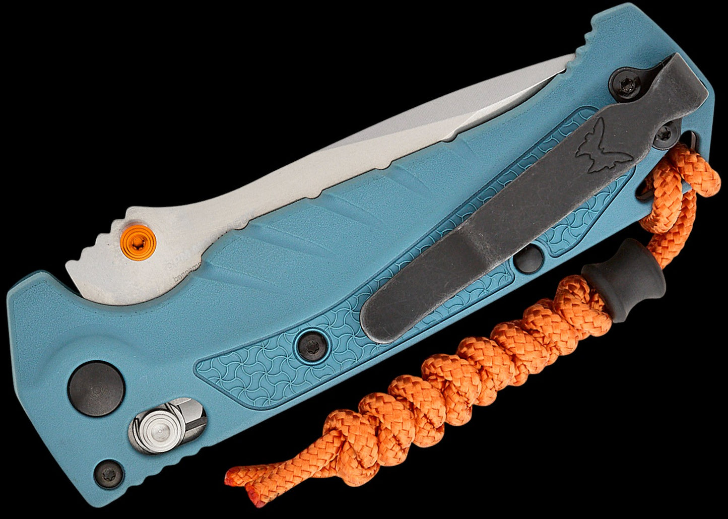 Benchmade Water Mini Adira Folding Knife 3.21" CPM-MagnaCut Stonewashed Drop Point Blade, Depth Blue Grivory Handles, Reversible Deep Carry Clip, AXIS/Crossbar Lock - 18065