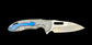 MECHFORCE RICK LALA COLLAB SENTRY FOLDING KNIFE DIAMOND PLATE TITANIUM HANDLE M390 with Electric Blue Anodized Pocket Clip and Back Spacer