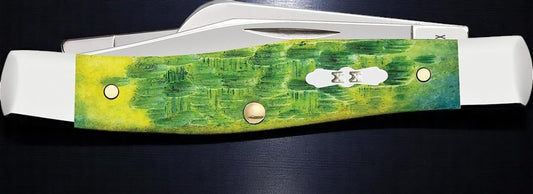 Case Peach Seed Jig Green Apple Bone Medium Stockman Pocket Knife 3.63" Closed (63032 SS) , Slipjoint (non-locking) - 27862