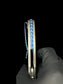 MECHFORCE RICK LALA COLLAB SENTRY FOLDING KNIFE DIAMOND PLATE TITANIUM HANDLE M390 with Electric Blue Anodized Pocket Clip and Back Spacer