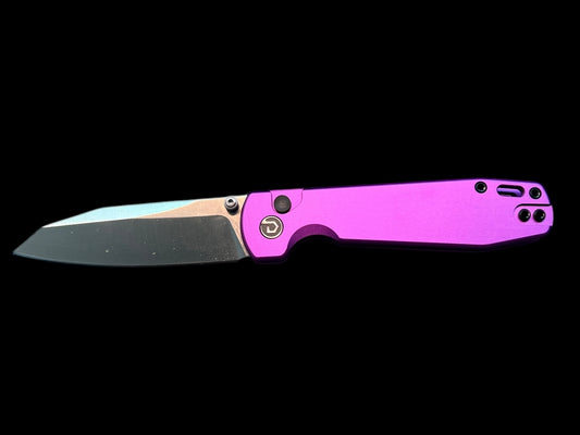DEFCON TIER 1 TD014PP 7.25" Button Lock PurpleAluminum Knife