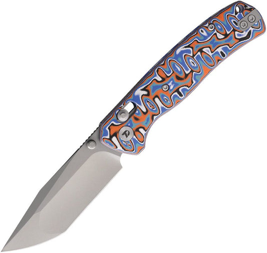 Dreamtech Axis Lock Blue Orange Micarta D4508MBO - Bead Blast 14C28N Stainless Tanto