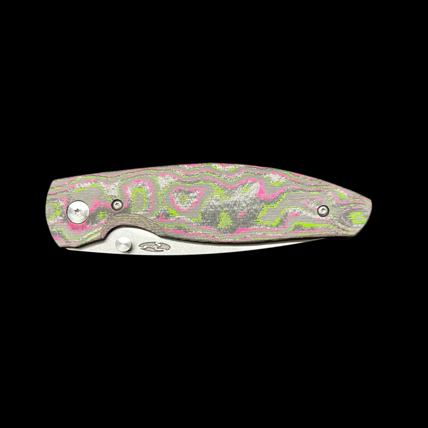 Three Rivers Manufacturing TRM Atom Liner Lock Watermelon Sugar Camo Carbon 3D Contoured Scales Stonewashed MagnaCut Blade