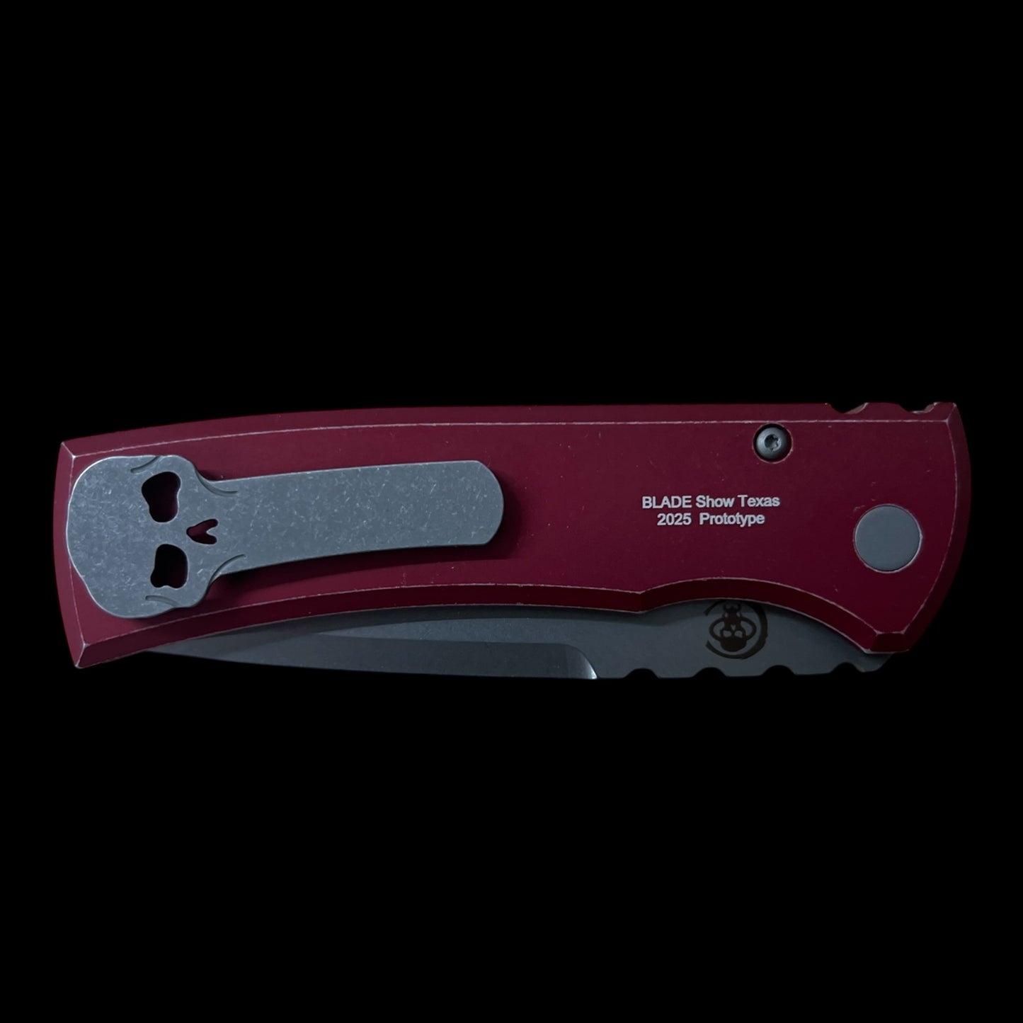 Chaves Knives Pro-Tech Redencion 229 -Battle Worn Red Aluminum Handles and Stonewashed Tanto Blade - Prototype