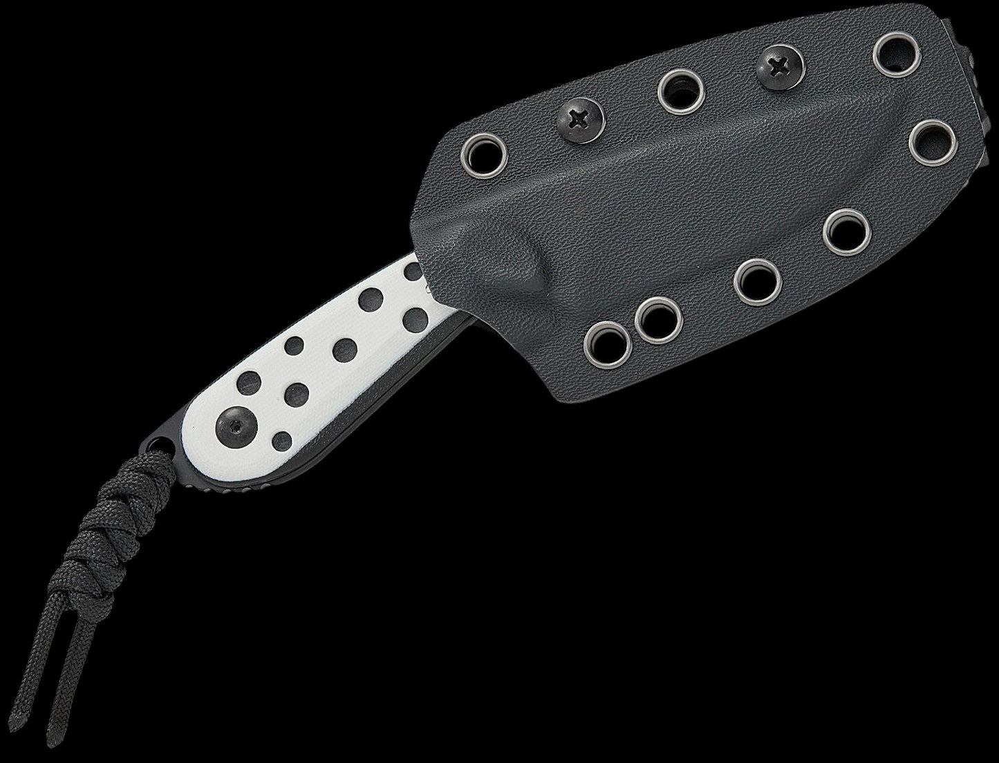 Kizer Cutlery Maksim Epifantsev BUDDY Fixed Blade Knife 3" Nitro-V Black PVD Drop Point Blade, Black and White G10 Handles, Kydex Sheath - 1081A3