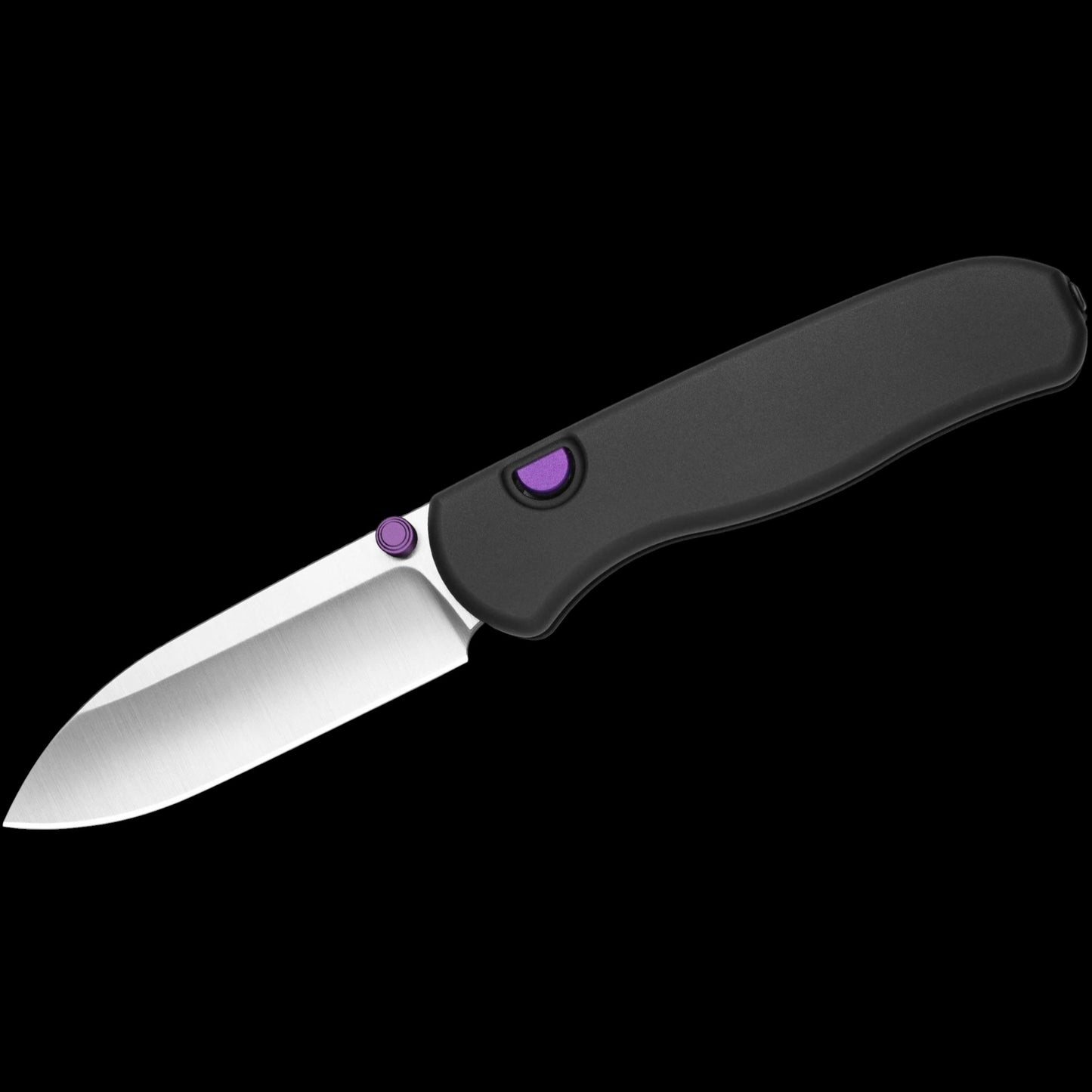 Kizer Cutlery Azo Drop Bear Zero Button Liner Lock Folding Knife 3.1" Elmax Satin Ultra Drop Point Blade, Black Aluminum Handles, Reversible Bayonet Clip - Ki3619BDA3