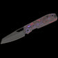 Kizer Cutlery Divo Knives Mash Button Liner Lock Folding Knife 3.21" M390 Matte Black DLC Ultra Modified Sheepsfoot Blade, Purple Haze FatCarbon Handles, Reversible Clip - Ki3699BSA2