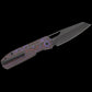 Kizer Cutlery Divo Knives Mash Button Liner Lock Folding Knife 3.21" M390 Matte Black DLC Ultra Modified Sheepsfoot Blade, Purple Haze FatCarbon Handles, Reversible Clip - Ki3699BSA2
