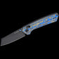 Kizer Cutlery Vanguard Matteo Pignatelli Madrac Clutch Lock Folding Knife 3.06" Nitro-V Black Stonewashed Reverse Tanto Blade, Blue Vortex Micarta Handles, Reversible Clip, AXIS/Crossbar Lock - V3693A4