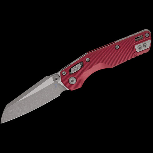 Microtech 210M-10APFLMR MSI Mini RAM-LOK Manual Folding Knife 3.19" Bohler M390MK Apocalyptic Modified Sheepsfoot Plain Blade, Merlot Fluted Aluminum Handles, Reversible Deep Carry Clip, AXIS/Crossbar Lock