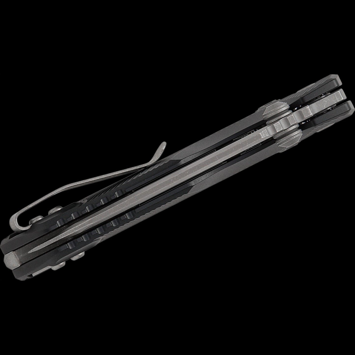 Microtech 210M-10APFL MSI Mini RAM-LOK Manual Folding Knife 3.19" Bohler M390MK Apocalyptic Modified Sheepsfoot Plain Blade, Black Fluted Aluminum Handles, Reversible Deep Carry Clip, AXIS/Crossbar Lock
