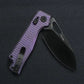 Kunwu Pulsar Folding Knife Tux Purple Textured Ti Handle Plain DLC X705T-3