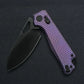 Kunwu Pulsar Folding Knife Tux Purple Textured Ti Handle Plain DLC X705T-3