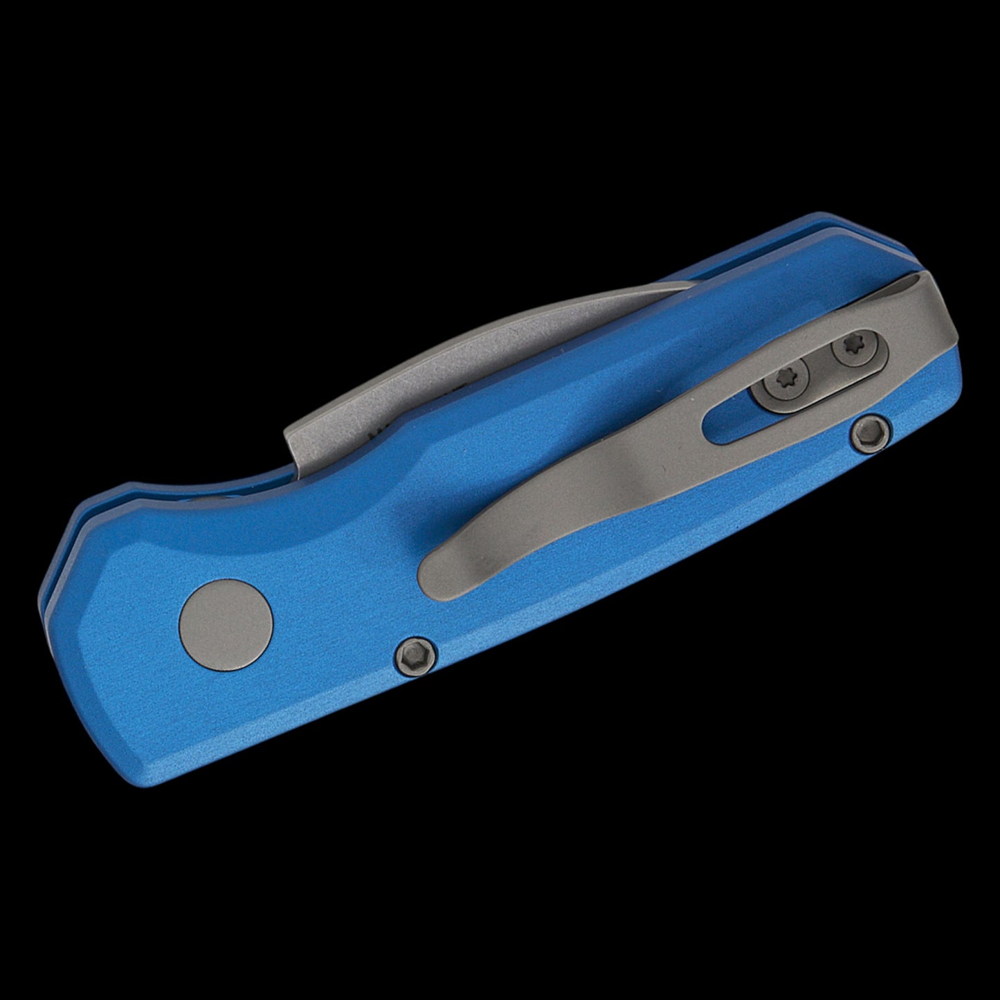 Pro-Tech R5301 Runt 5 AUTO Folding Knife 1.94" CPM-MagnaCut Stonewashed Wharncliffe Blade, Blue Aluminum Handles - R5301-BLUE