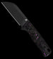 QSP Baby Penguin Fixed Blade Knife Purple Shredded CF (2.5" Black SW 14C28N)