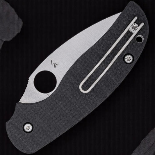 Spyderco Sage 6 Button Compression Lock Folding Knife 3" CPM-S30V Satin Blade, Peel-Ply Carbon Fiber/G10 Laminate Handles - C123CFBCLP