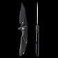 Skallywag Tactical Shadow Beard Frame Lock Flipper Knife 3.4" D2 Black PVD Drop Point Blade, Machined Black G10 Handle with Carbon Fiber Inlays and Titanium Lock