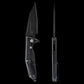 Skallywag Tactical Shadow Beard Frame Lock Flipper Knife 3.4" D2 Black PVD Drop Point Blade, Machined Black G10 Handle with Carbon Fiber Inlays and Titanium Lock