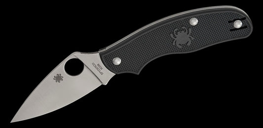 Spyderco Metropolitan Lightweight Slipjoint Folding Knife 2.68" M398 Satin Leaf Shaped Blade, Black FRN Handles, Reversible Wire Clip - C213PBK