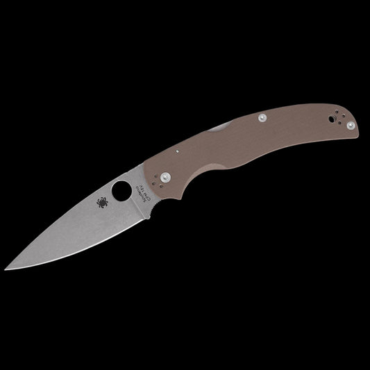 Spyderco Native Chief Sprint Run Folding Knife 4.08" CPM-15V Stonewashed Plain Blade, Brown G10 Handles, Lockback - C244GPBN15V