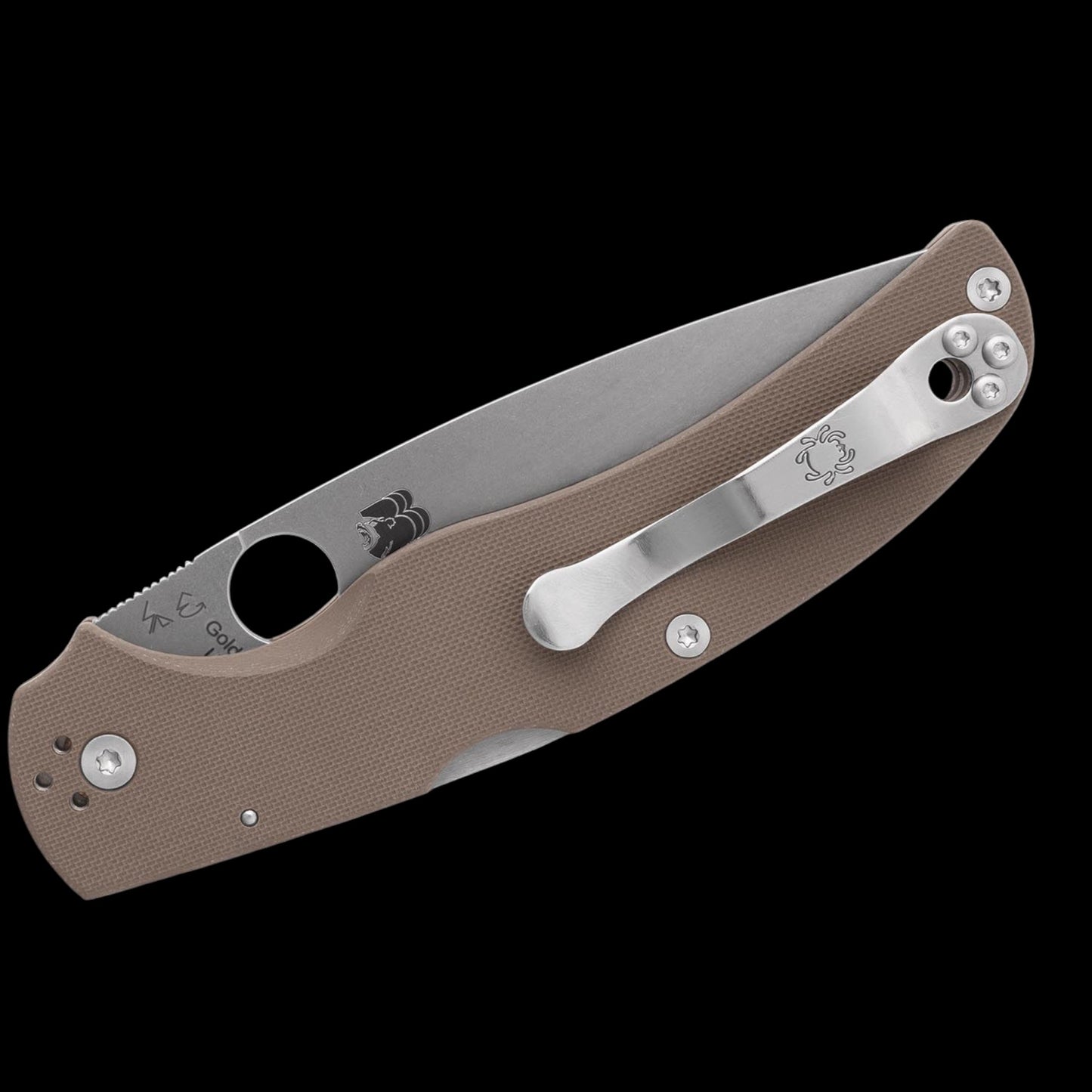 Spyderco Native Chief Sprint Run Folding Knife 4.08" CPM-15V Stonewashed Plain Blade, Brown G10 Handles, Lockback - C244GPBN15V
