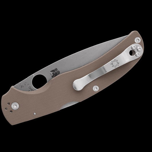 Spyderco Native Chief Sprint Run Folding Knife 4.08" CPM-15V Stonewashed Plain Blade, Brown G10 Handles, Lockback - C244GPBN15V