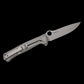 Spyderco/LionSTEEL Michele Pensato Slym Frame Lock Flipper Knife 3.42" M390 Stonewashed Drop Point Blade, Gray PVD Titanium Handles with Polar Dark Matter FatCarbon Inlay - C271TIP