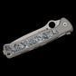 Spyderco/LionSTEEL Michele Pensato Slym Frame Lock Flipper Knife 3.42" M390 Stonewashed Drop Point Blade, Gray PVD Titanium Handles with Polar Dark Matter FatCarbon Inlay - C271TIP