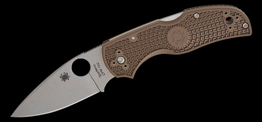 Spyderco Native 5 Lightweight Sprint Run Folding Knife 2.95 CPM-15V Stonewashed Plain Blade, Brown FRN Handles, Lockback - C41PBN15V5