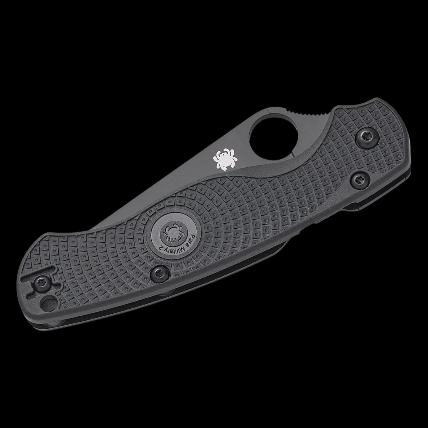 Spyderco Paramilitary 2 Lightweight Compression Lock Folding Knife 3.47" CTS-BD1N Black DLC Plain Blade, Black FRN Handles, Reversible Wire Clip - C81PBBK2